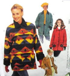 9637 LINED BUTTON COLLAR CUFF APPLIQUE JACKET PATTERN XS-M,L-XL